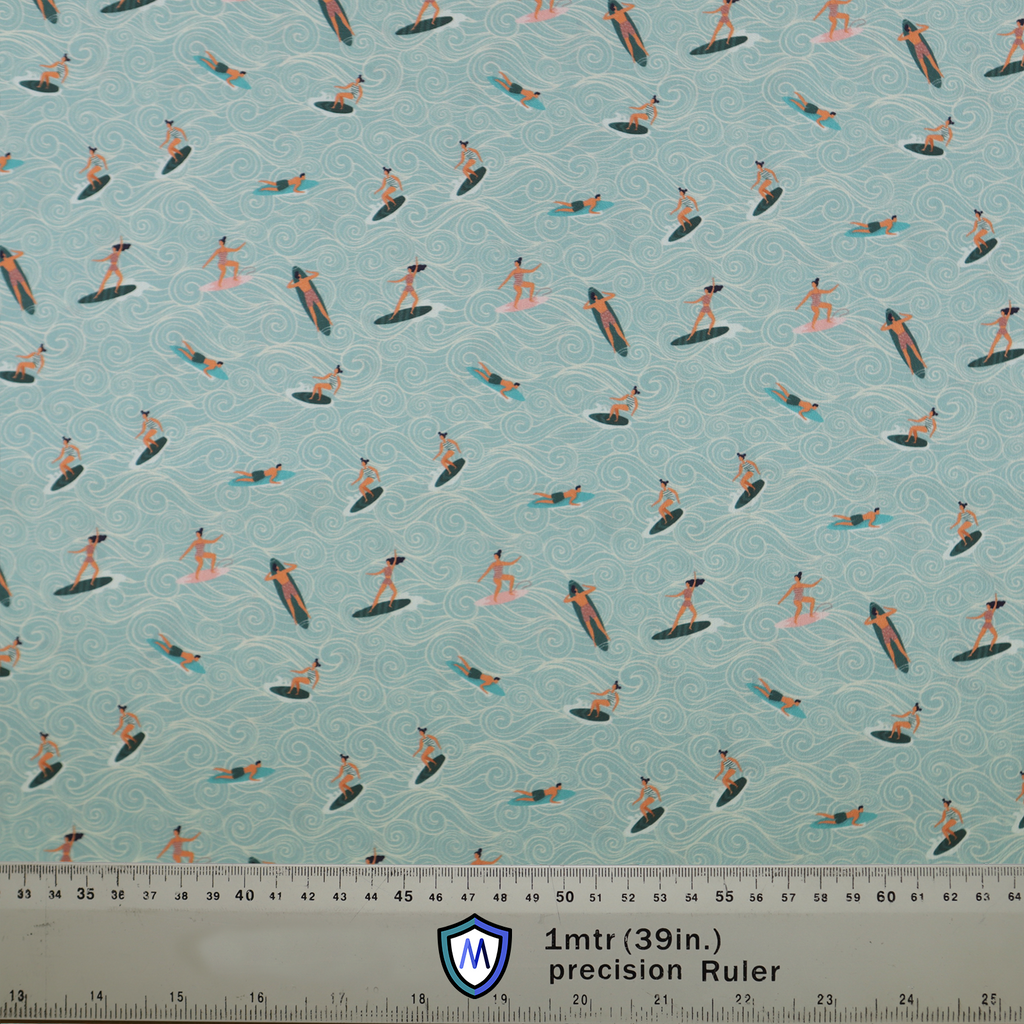 Anime Japanese Surfer Waves Scrub Cap from Medicus Scrub Caps, featuring a vibrant ocean wave design with surfers riding the waves.