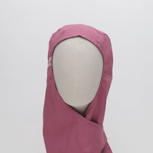 A Medicus Scrub Caps mannequin wears a pink Orthopaedic Surgical Hood, providing full head and neck coverage. Available in 22+ colors for medical professionals.