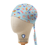 Food Kawaii Sushi Rolls On Blue scrub cap in Captain fitted style