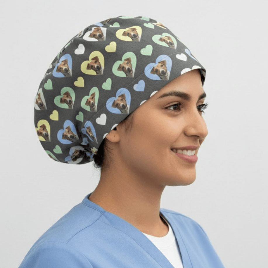 Gorro quirúrgico con corazones de perro Jack Russell de Sweetheart