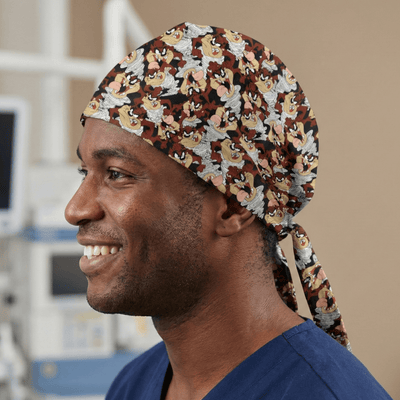 TV Cartoon Looney Tunes Tasmanian Devil scrub cap shown on model