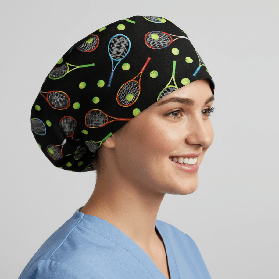 Gorro quirúrgico con forma de raqueta de tenis