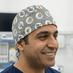 Tom And Jerry Circles Grey scrub cap shown on model