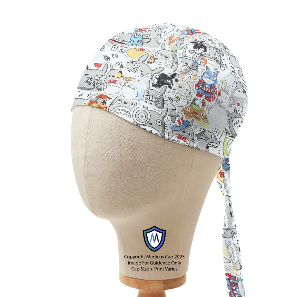 Totoro Sticker Fabric Scrub Cap