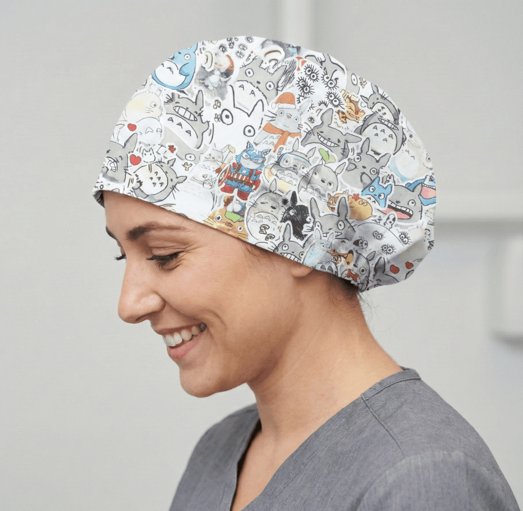 Totoro Sticker Fabric Scrub Cap