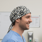 Vinyl Discs scrub cap shown on model