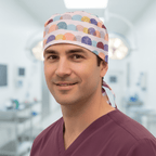Abstract Gum Drops Sugar scrub cap shown on male model