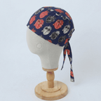 Abstract Aligned Anatomical Heart Navy scrub cap fabric pattern close-up