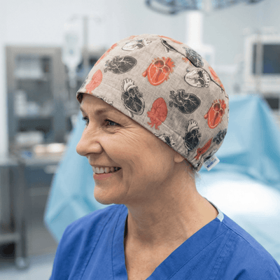 Abstract Anatomical Heart scrub cap shown on model