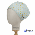 Alpaca / Llama Party Blue scrub cap shown on mannequin head