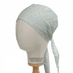 Alpaca / Llama Party Blue scrub cap shown on mannequin head