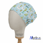 Alpaca Mountain Blue scrub cap shown on mannequin head
