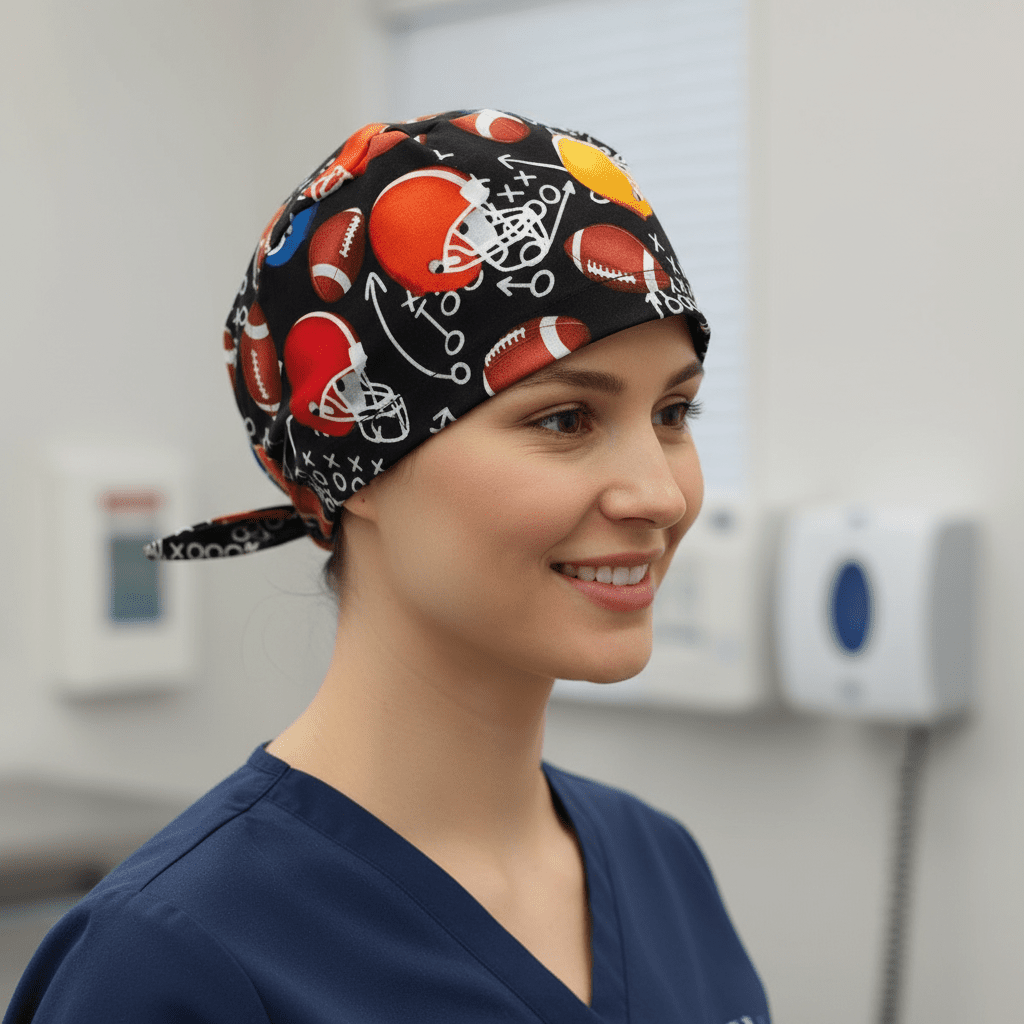 American Football Theatre Cap scrub cap flat lay view