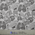 Anatomy Heart Lungs Brains scrub cap pattern shown flat
