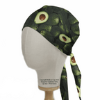 Avocados scrub cap shown on mannequin head