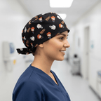 Back To The Future Kawaii scrub cap shown on female model