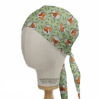 Bambi Laughing On Green scrub cap pattern detail on mannequin