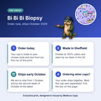 How pre-order works for the Bi Bi Bi Biopsy scrub cap: order today, made in Sheffield, ships early October 2026