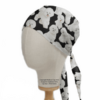 Bichon Frise Dogs scrub cap shown on mannequin head
