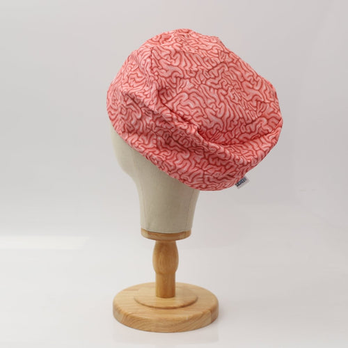 Brains Pink Human scrub cap pattern detail on mannequin