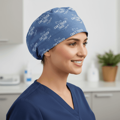 Cant Touch This Im Sterile scrub cap shown on female model