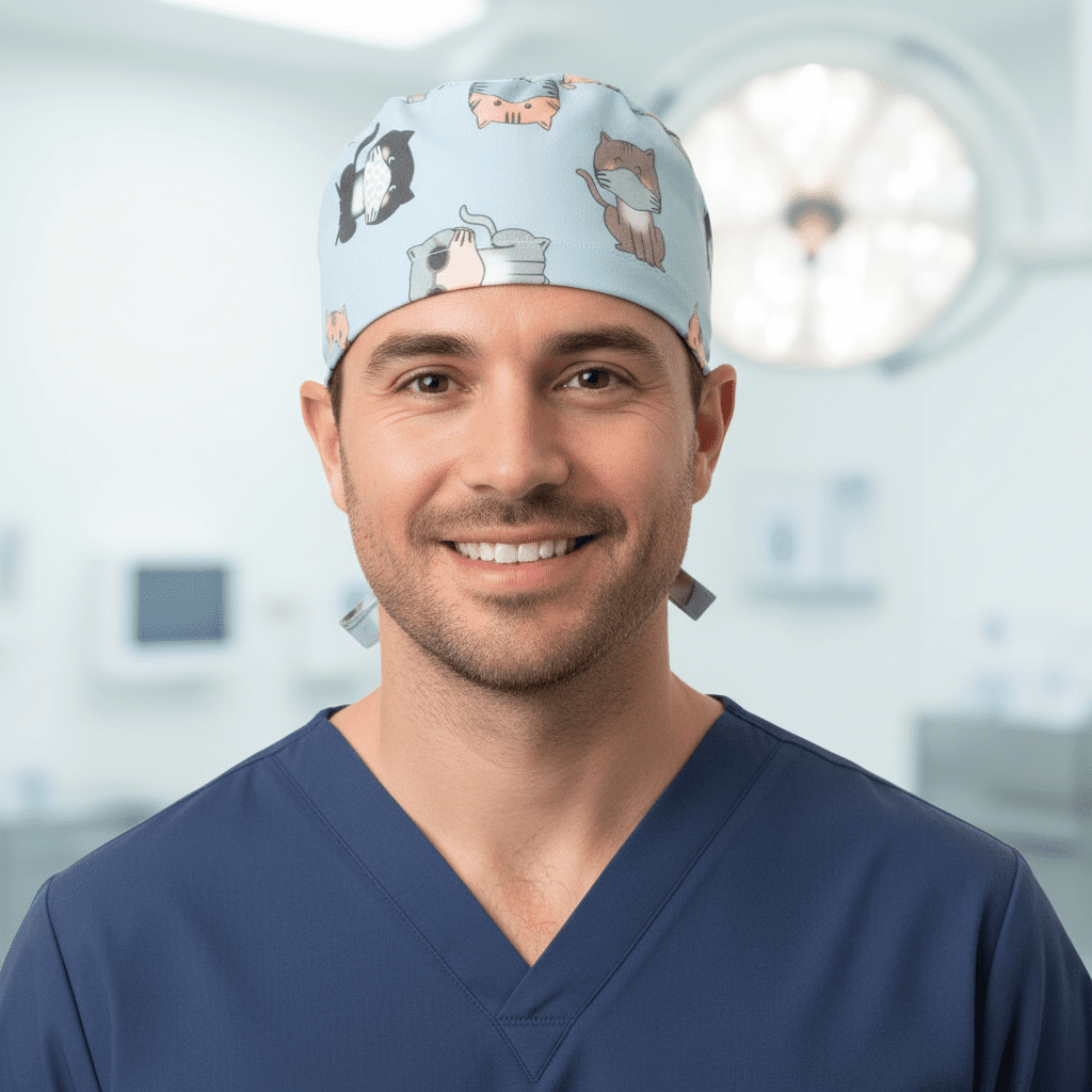 Gorro quirúrgico con mascarillas para gatos