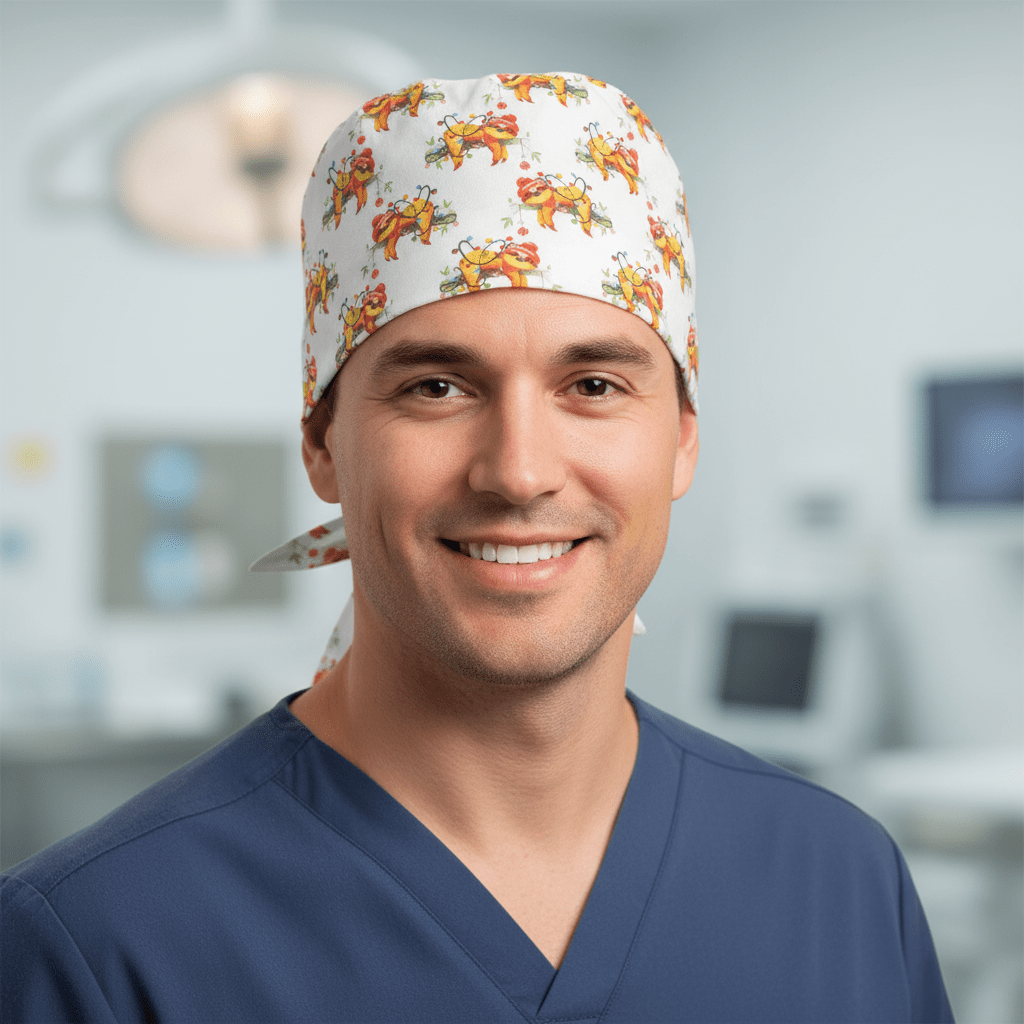 Christmas Sloth Lights Scrub Cap