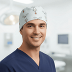 Christmas Reindeer Big scrub cap shown on male model