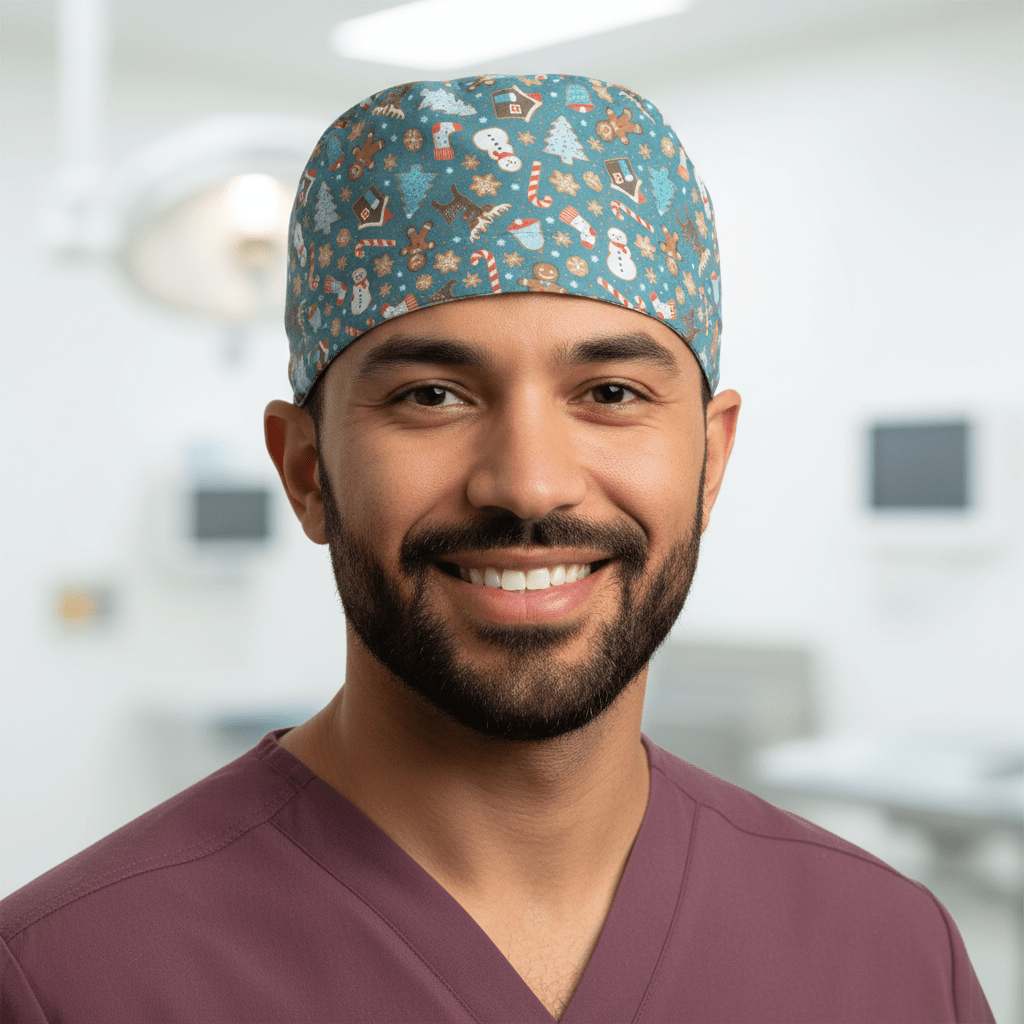 Christmas Santa Tree Toss Scrub Cap