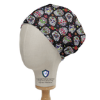 Cinco De Mayo Skulls Candy scrub cap shown on mannequin head