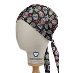 Cinco De Mayo Skulls Candy scrub cap shown on mannequin head