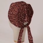 Coffee Beans scrub cap in Bandana tie-back style on mannequin head, back view with ties