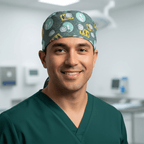 Covid Masks Social Distancing scrub cap shown on male model