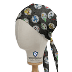 DC Comic Villains Circles scrub cap pattern shown flat