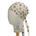 DC Comics Kawaii Peach scrub cap shown on mannequin head