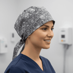 Dental Mouth Teeth Scary scrub cap shown on female model