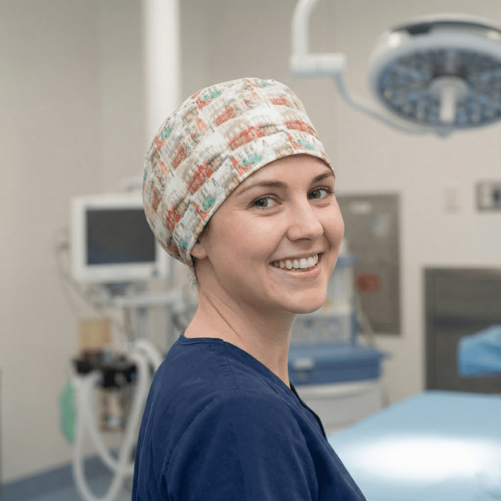 Emily in Paris Inspired Parisian Streetscape Scrub Cap
