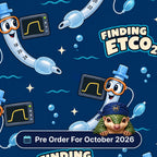 Finding ETCO2 scrub cap print: cartoon ET tubes in snorkel masks swimming with capnography monitors and bubbles on navy, with a Pre Order For October 2026 badge