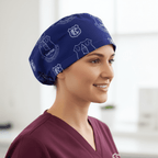 Football Club Everton scrub cap shown on female model