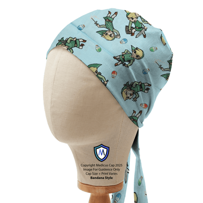 Zelda video game retro bandana scrub cap by Medicus Caps.
