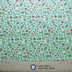 Hopsital Tools On Teal #2 scrub cap pattern shown flat