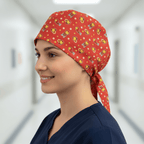 Iron Man Cartoon Kawaii scrub cap shown on female model