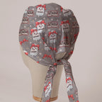 Last Christmas I Gave You My Hartmann's scrub cap in Bandana tie-back style on mannequin head, back view with ties