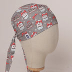 Last Christmas I Gave You My Hartmann's scrub cap in Bandana tie-back style on mannequin head, front right view with the