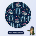 Love Is Blind, Reduction Isn't scrub cap print: before and after X-rays of fractured and reduced bones with hearts and champagne on navy