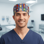 Marvel Avengers Comic Book Front Covers Superhero scrub cap shown on male model