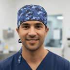 Military Camouflage Navy scrub cap shown on male model