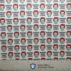 The fabric of the Medicus Scrub Caps product, Nurses Save Lives Scrub Cap, showcases a repeating design featuring nurses faces, some with masks and scrub caps, with NURSES SAVE LIVES text in black. A precision ruler at the bottom measures 1 meter (39 inches).