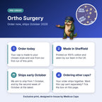 How pre-order works for the Ortho Surgery scrub cap: order today, made in Sheffield, ships early October 2026