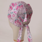 Pink Pony Scrub scrub cap in Bandana tie-back style on mannequin head, back view with ties
